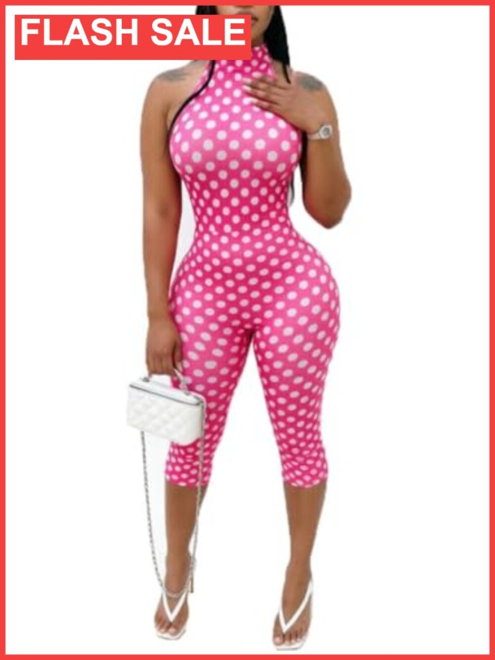 Sexy Backless Halter Jumpsuit Polka Dot Bodycon Club Date Night Romper